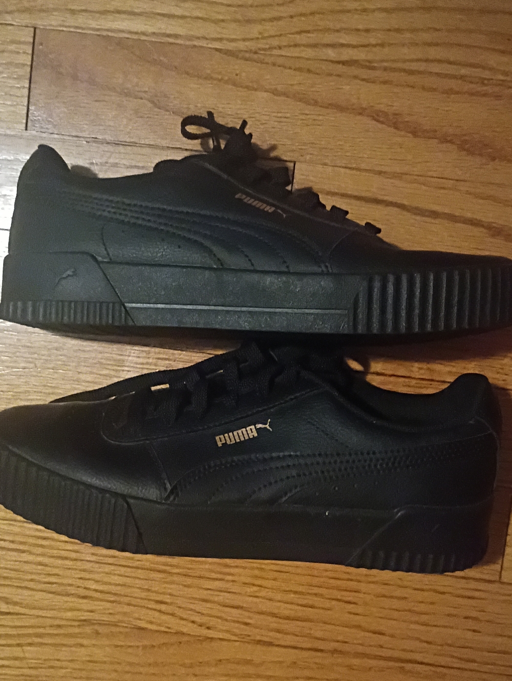 Puma Men's Black Low-Top Platform Sneakers with Gold Logo